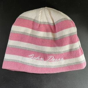 Ladies John Deere Reversible Beanie Hat Pink Women Stocking Cap Tuque Farm Ag